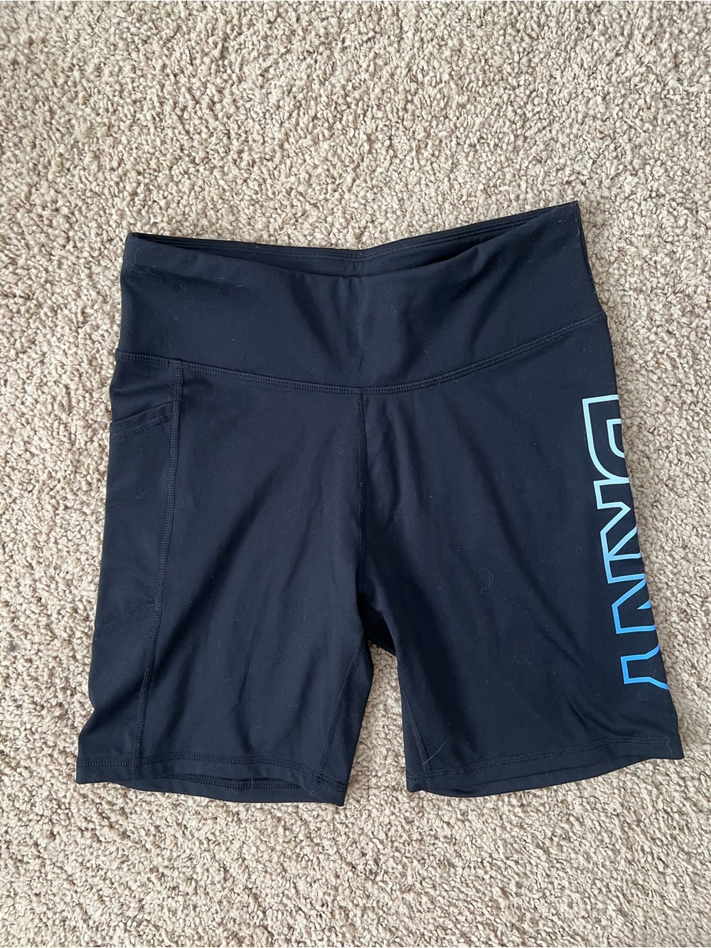 DKNY Black Bike Shorts with Light Blue Side Logo